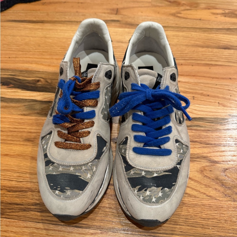 Golden Goose Sneakers with Blue and Brown Laces